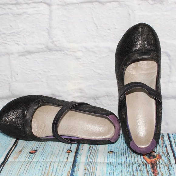 Jambu Muse Black Leather Mary Jane Style Wedge Shoes Size 7 M - Picture 6 of 9